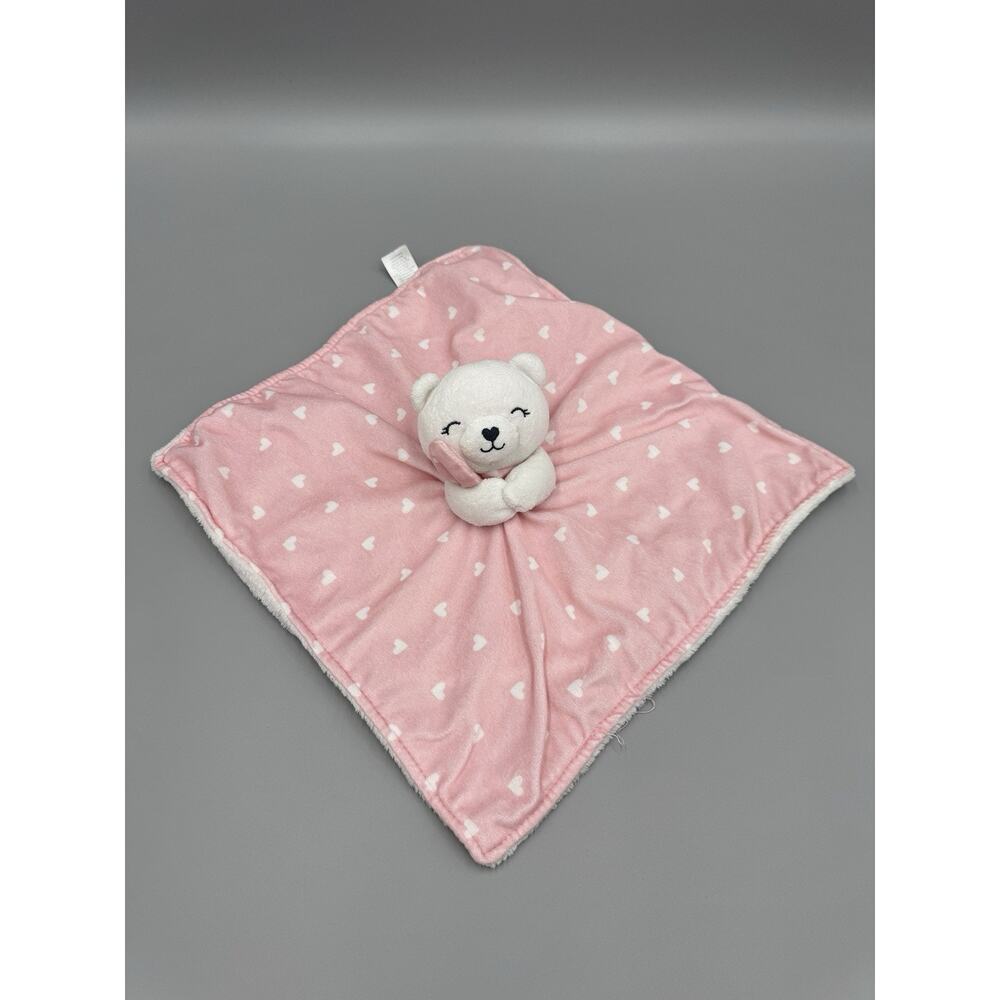 Carters Just One You Pink White Lovey Hearts Bear Plush Security Blanket